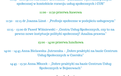 Wydarzenie inaugurujące projekt „CUS – Nowe spojrzenie na&nbsp;usługi społeczne” – program wydarzenia